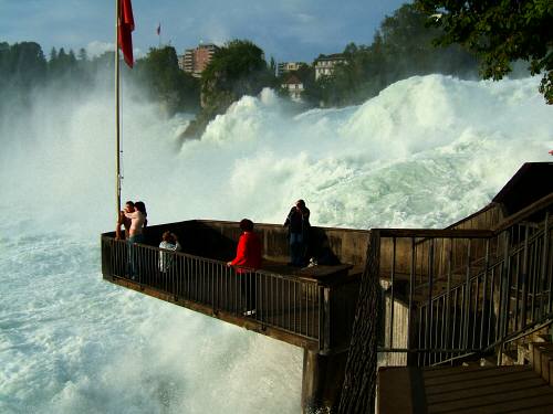 The Rhine falls in Schaffhouse, the view-point terrace on Zürich side