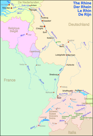 Map of the Rhine river